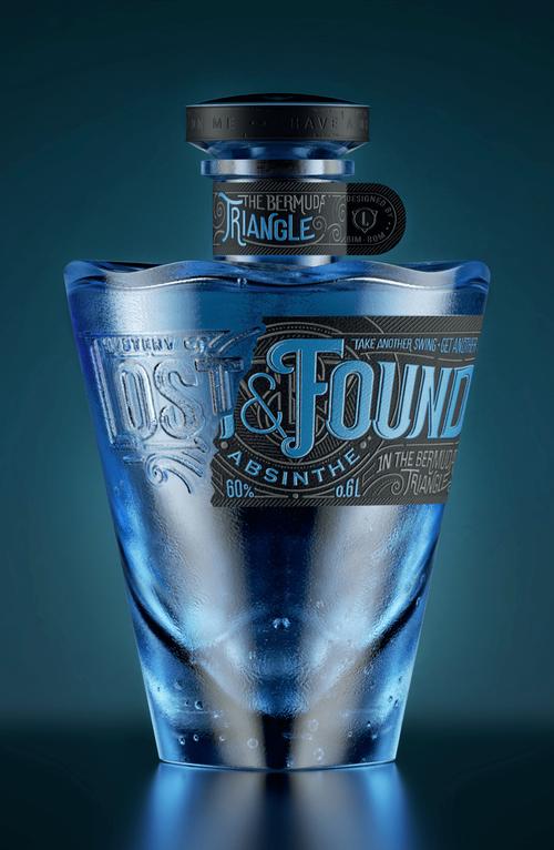 玻璃酒瓶器型设计用上这样的工艺彩色玻璃很漂亮.
