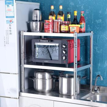 微波炉架子双层厨房电器置物架双层落地不锈钢置物架厨房收纳厨具架子