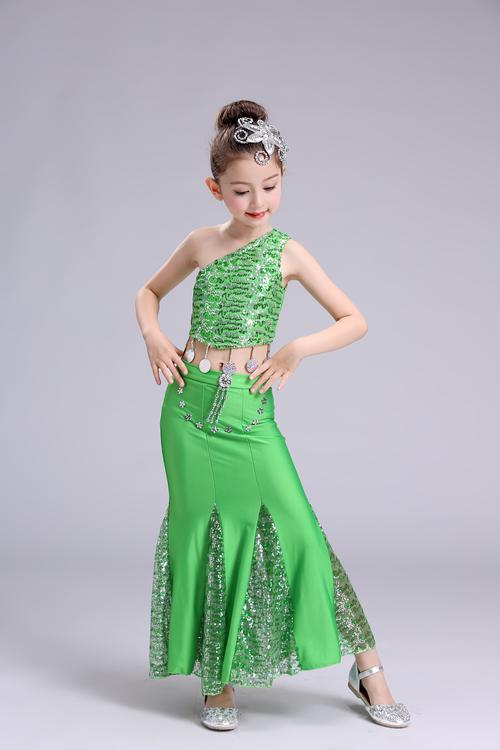 定制 儿童傣族舞蹈服新款孔雀舞服装民族舞台演出服 女童傣族表演服