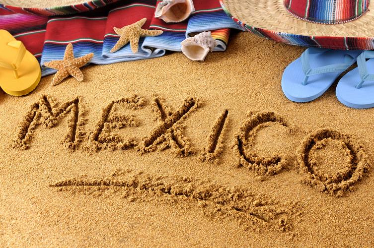 墨西哥,海滩,文字,书写,沙子,阔边帽,草帽,传统,毯子,海星