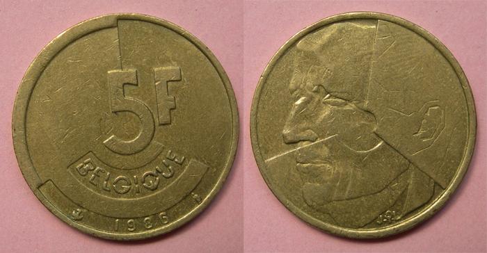 比利时1986年八字版5法郎 材质 :黄铜(大图展示)