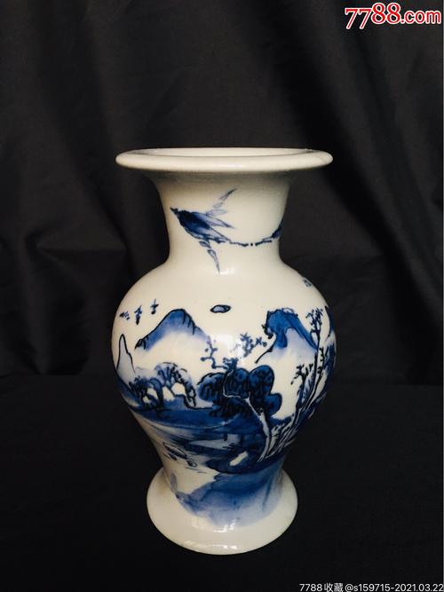 明清时期代德化窑山水纹青花瓶