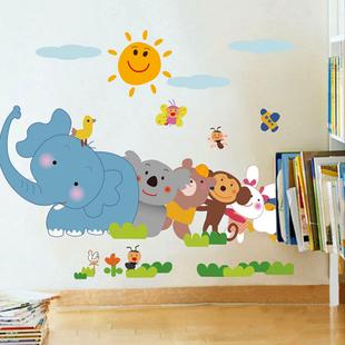 儿童房卧室背景装饰墙贴纸 卡通幼儿园学校教室贴画可移除墙纸画