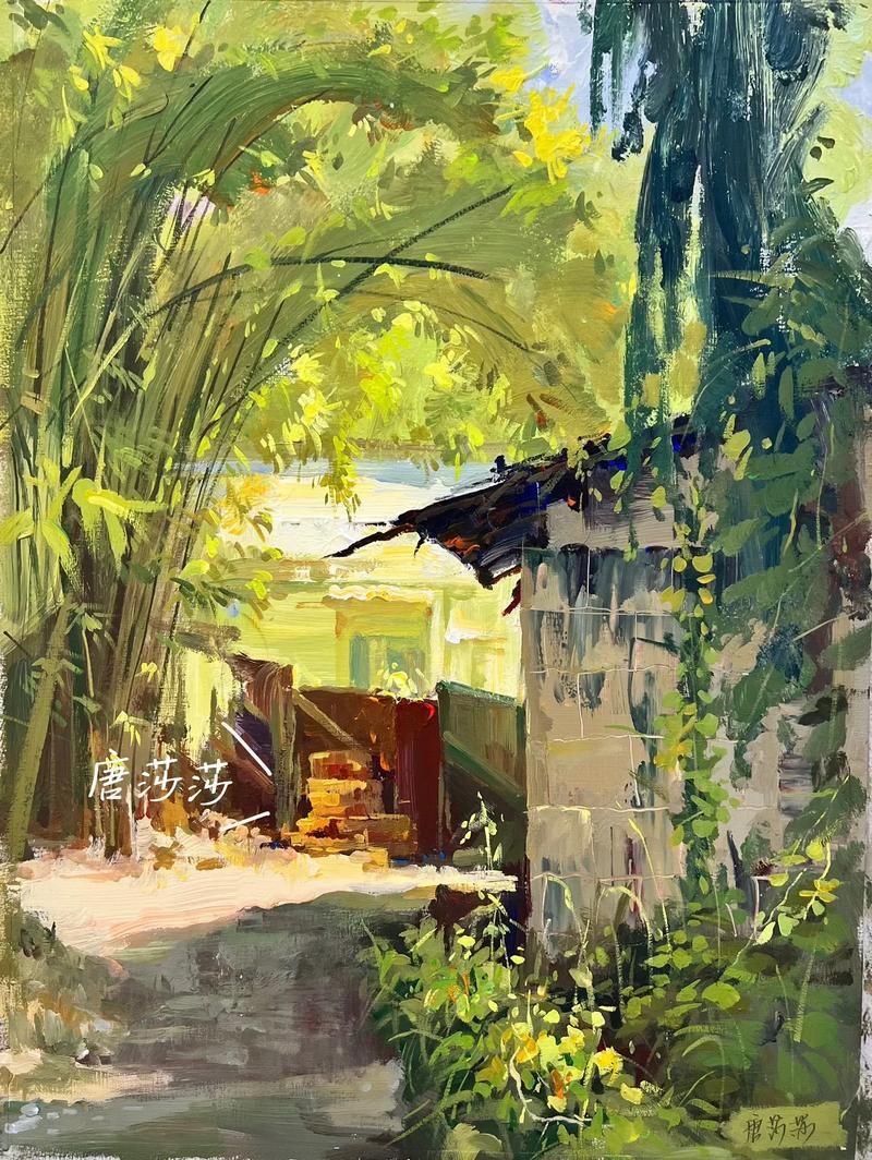 风景色彩步骤照片竹林小屋