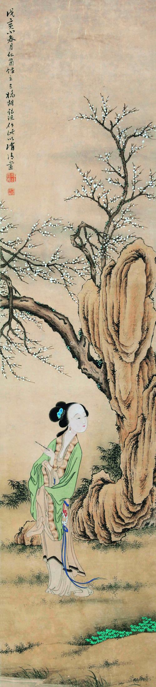 胡锡珪(1839～1883) 侍女人物立轴 水墨纸本