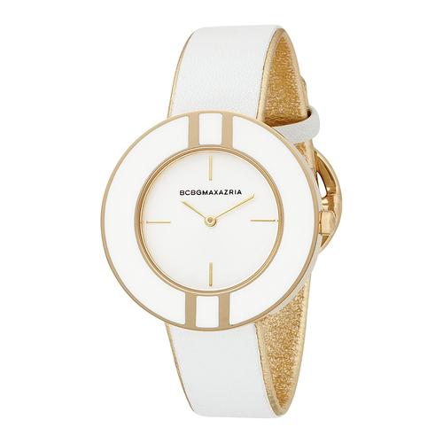 bcbgmaxazria 女式 bg6250 bauhaus 金色白色皮革手表