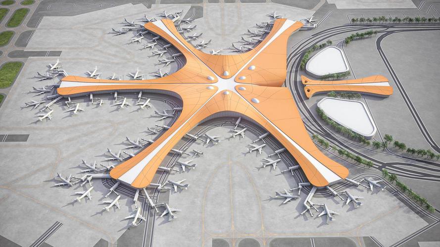 北京大兴国际机场3d模型空中渲染