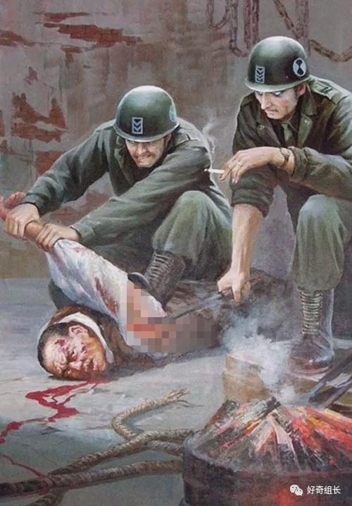 朝鲜反美宣传海报,比较血腥暴力