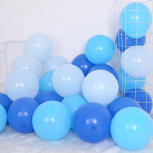 蓝色气球10寸亚光珠光圆形马卡龙蓝乳胶立柱拱门男孩生日派对布置
