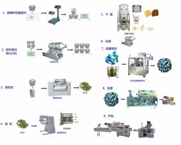 胶囊剂生产工艺流程图