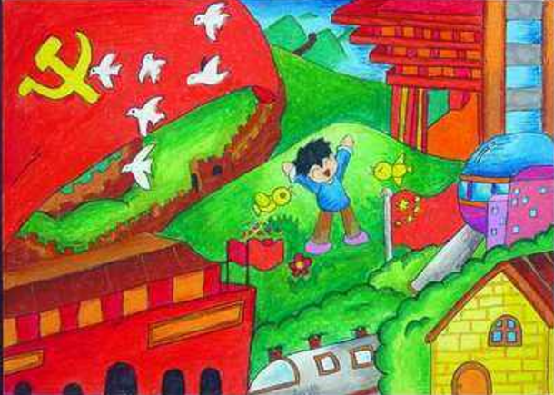 歌颂祖国-国庆节儿童画作品
