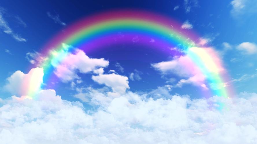 4k美丽雨后云海彩虹出现背景素材彩虹背景