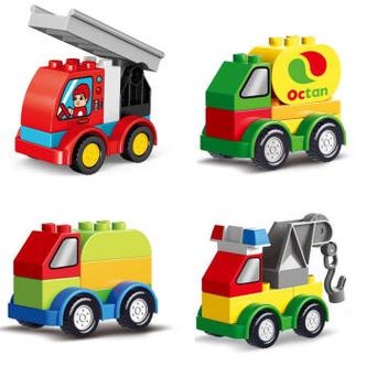 小米有品儿童拼装大颗粒积木玩具百变小汽车拼插工程车力男女环卫车4
