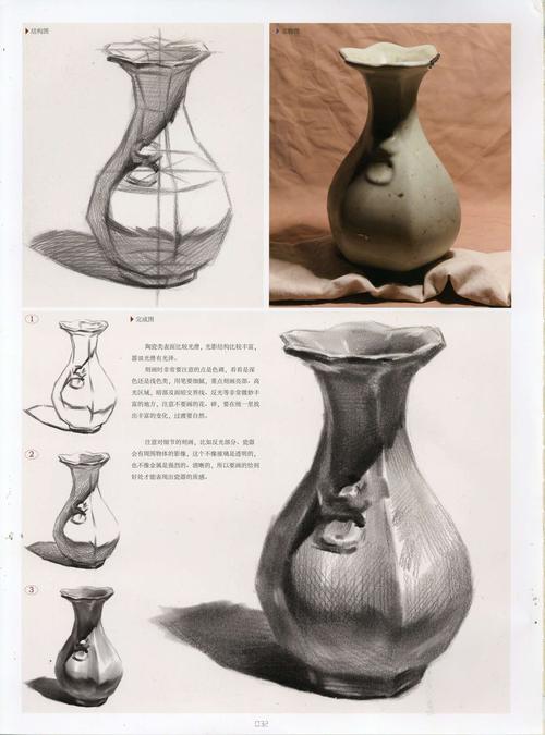 素描单体简单的陶瓷瓶子带结构和教程步骤分析