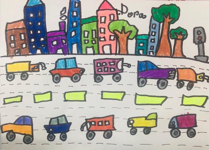 其它 《繁忙的大街》 写美篇  让孩子把日常观察街上的忙碌的样子画
