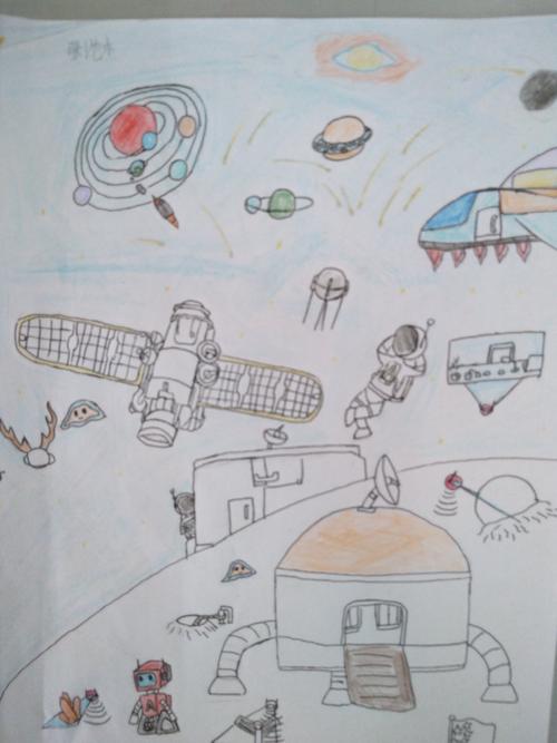 孩子们的美术作品——奇异的太空城