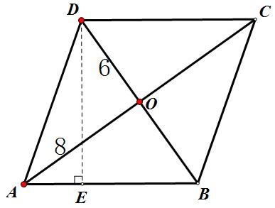 菱形abcd的对角线交于o点,ac =16,bd=12,求菱形abcd的高