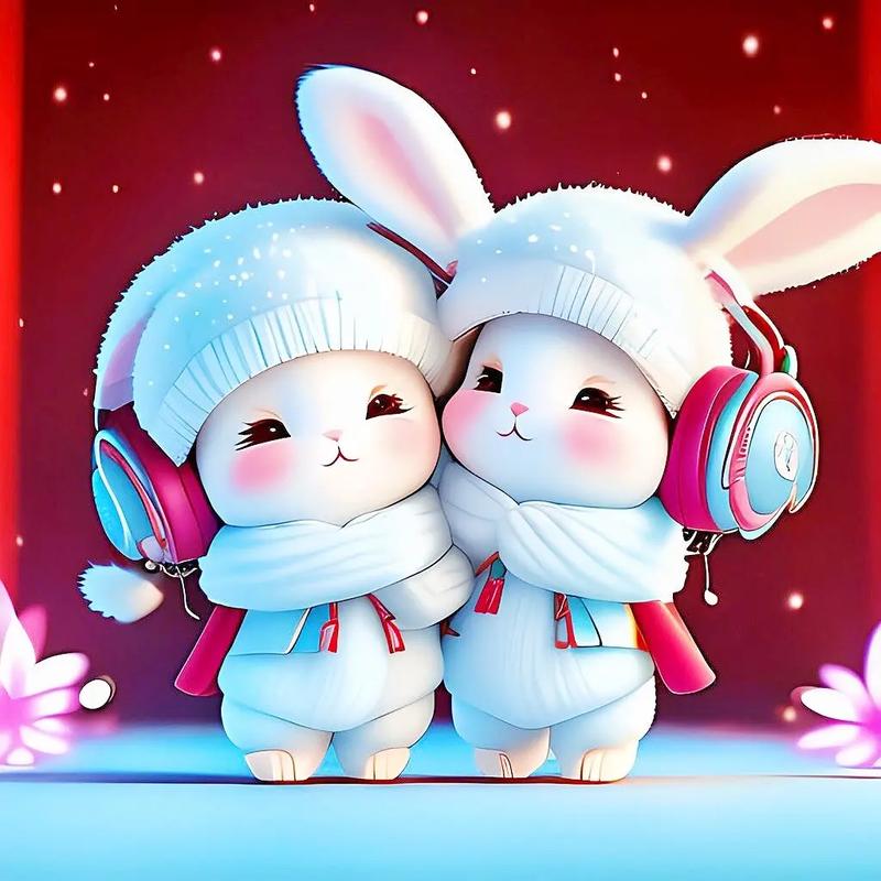 要跟兔兔一起听歌吗#图文伙伴计划 #可爱头像 #兔子 #卡通 - 抖音
