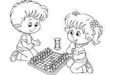 下棋的小朋友简笔画