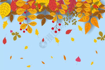 秋天落叶背景模板图片