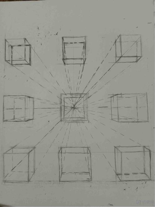 临摹一点透视正方体—绘画基础透视的练习