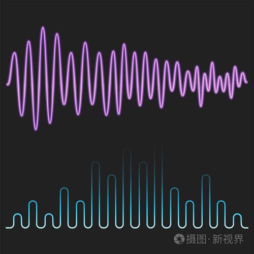矢量数字音乐均衡器音频波形设计模板音频信号可视化信号图示插画-正
