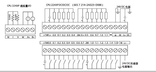 cpu224xp dc/dc/dc给它供电以及输入输出如何接线?