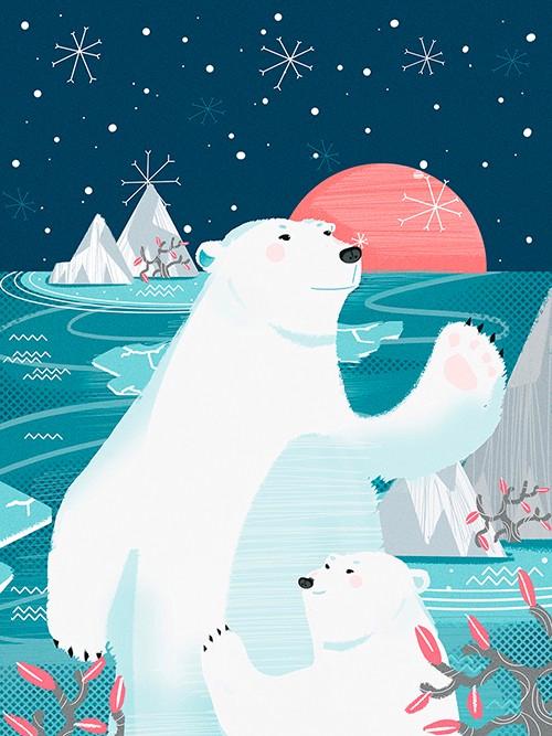 清新可爱北极熊插画