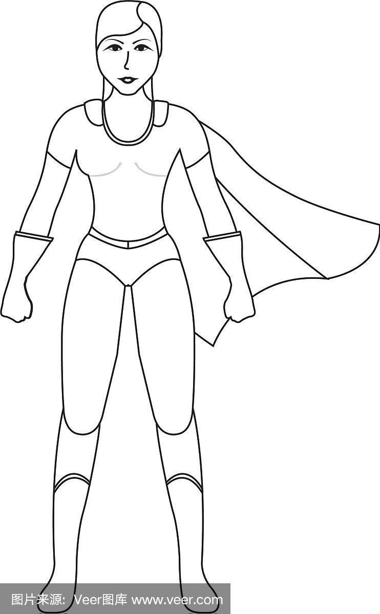 女超人卡通人物素描