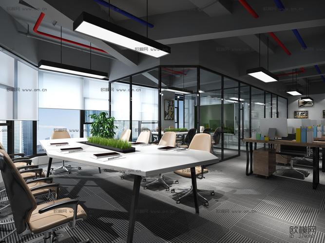 现代敞开式办公室3d模型