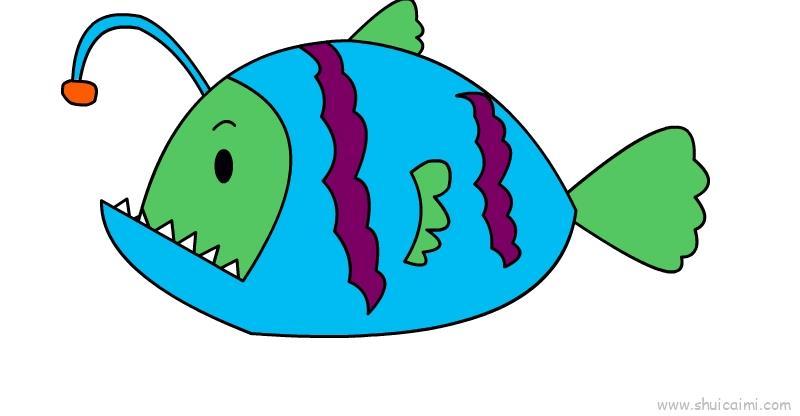 灯笼鱼儿童画怎么画 灯笼鱼简笔画步骤