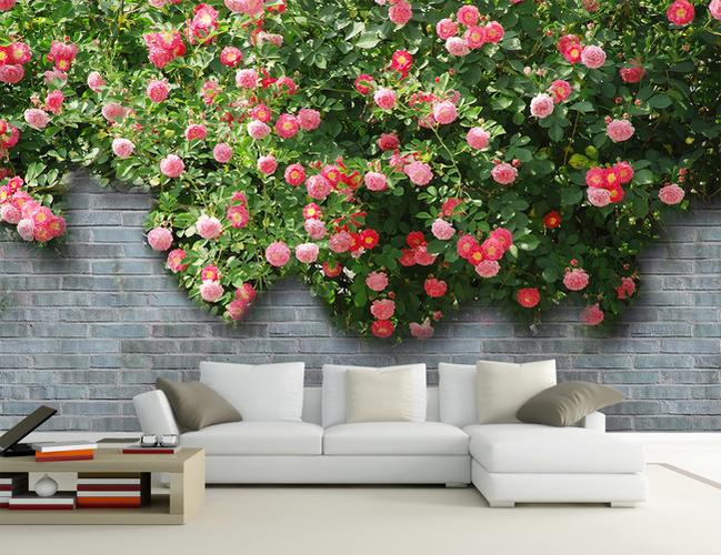 蔷薇花3d背景墙壁画装饰画