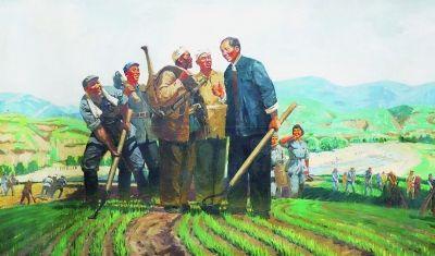 毛泽东和农民谈心(中国画) 田沧海