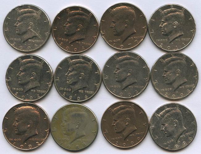 1977—2011年美国肯尼迪头像半美元硬币12枚