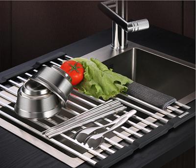 304不锈钢水槽沥水架可折叠收纳厨房洗碗池沥水篮置物架碗碟架