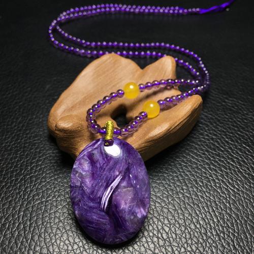 天然紫龙晶吊坠,搭配紫水晶珠链,时尚高雅大气款,可跨境批发-阿里巴巴