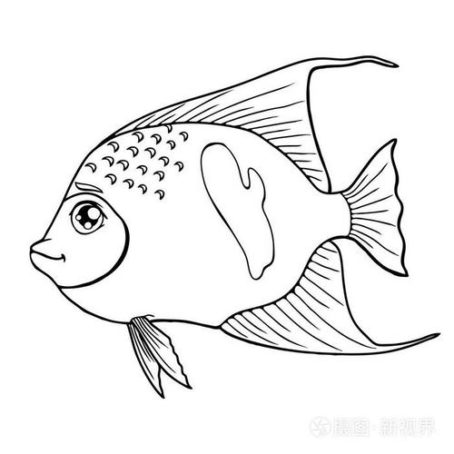 在白色的鱼阿拉伯天使黑色轮廓插画-正版商用图片0x9eyx-摄图新视界