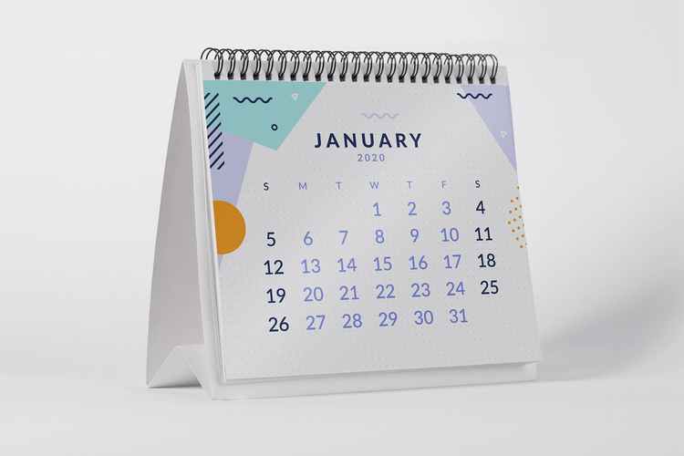 2020年桌面日历设计样机蚂蚁素材精选模板 2020 desktop calendar
