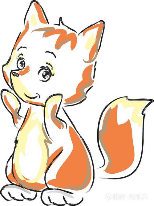 性格开朗的小狐狸提出的爪子插画-正版商用图片0y7e8l-摄图新视界