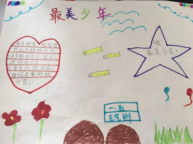 曹县第二实验小学一年级五班最美少年手抄报