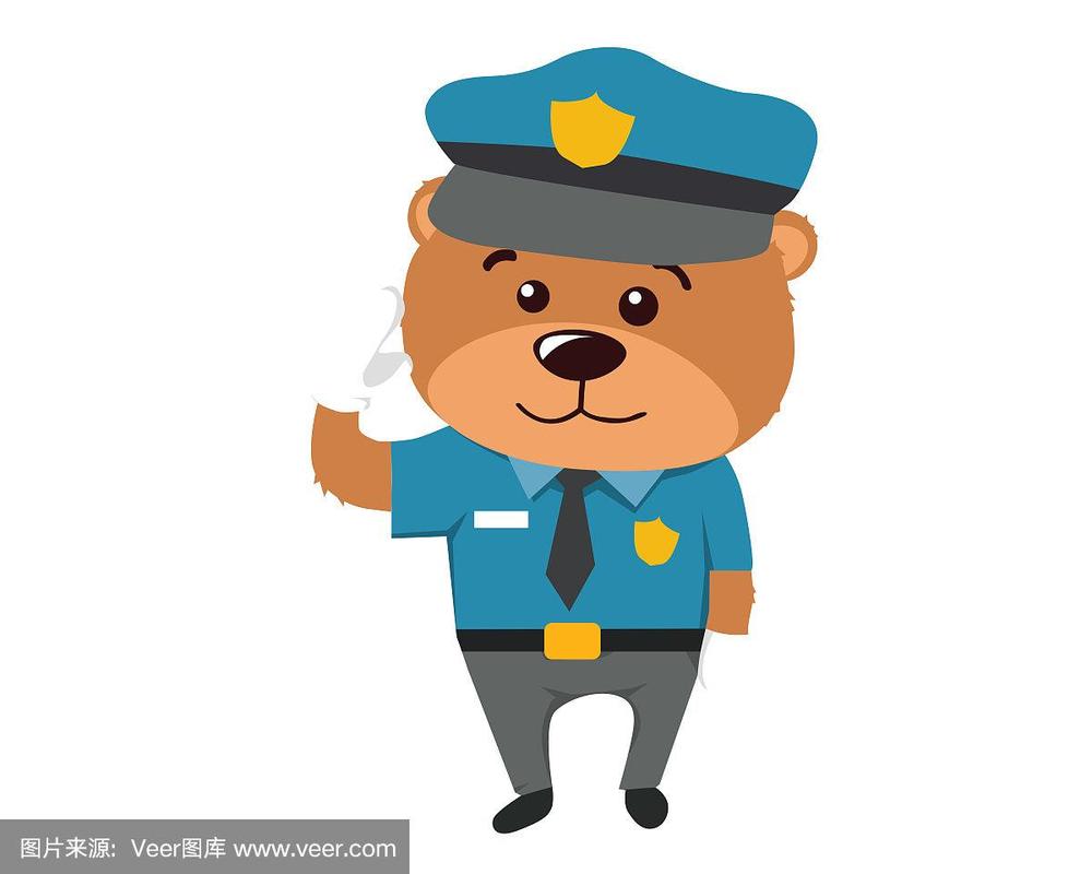 可爱的熊在警察制服插图