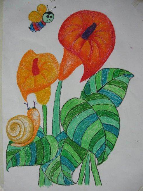 小学生简单美丽的花画作品学生作品小学生绘画作品儿童画毕加索素描
