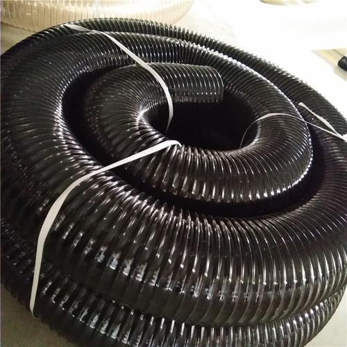 黑色pu钢丝风管耐高温排风木工吸尘工业吸尘除尘管pu钢丝伸缩管