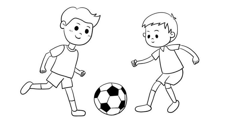 世界足球日全民踢球简笔画 - 童乐福儿童网