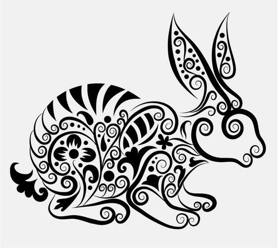 创意花纹兔设计矢量素材,素材格式:eps,素材关键词:兔子,花纹,矢量