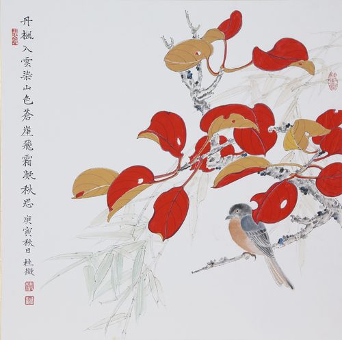 红叶悠瑟之二-国画-张桂徵-50*50-淘艺宝