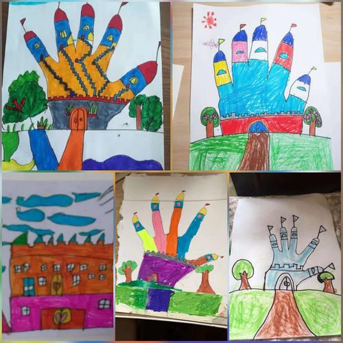 孩子们画的《手指城堡》