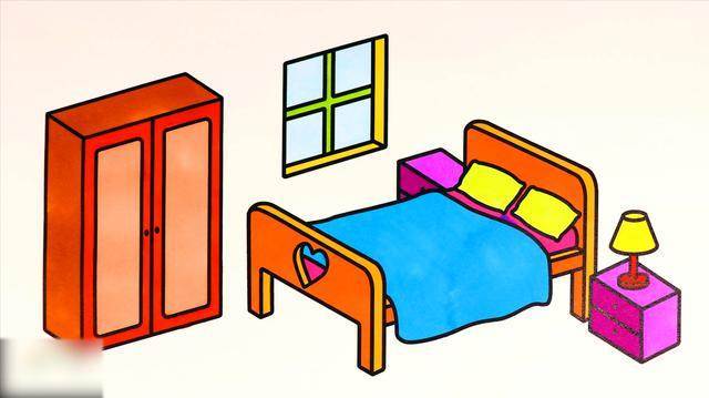 手绘卧室,床,简笔画卧室简笔画卧室简笔画图片儿童房间卧室平面图简