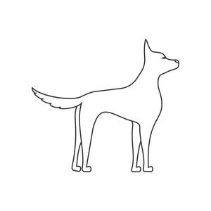 宠物沃克狗侧视图线性插图.宠物和美容照片