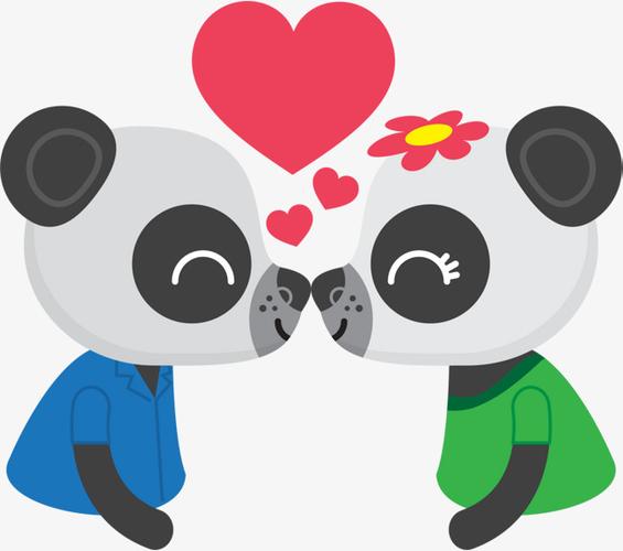 情人节碰头的熊猫